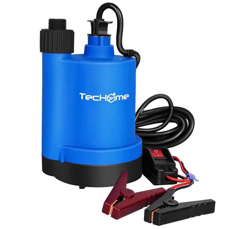 TecHome 12v Pumpï¼Œ1500GPH Water Transfer Pump Sump Pump Submersible Water Pump, With 20 Feet Power Cord. - Image 1